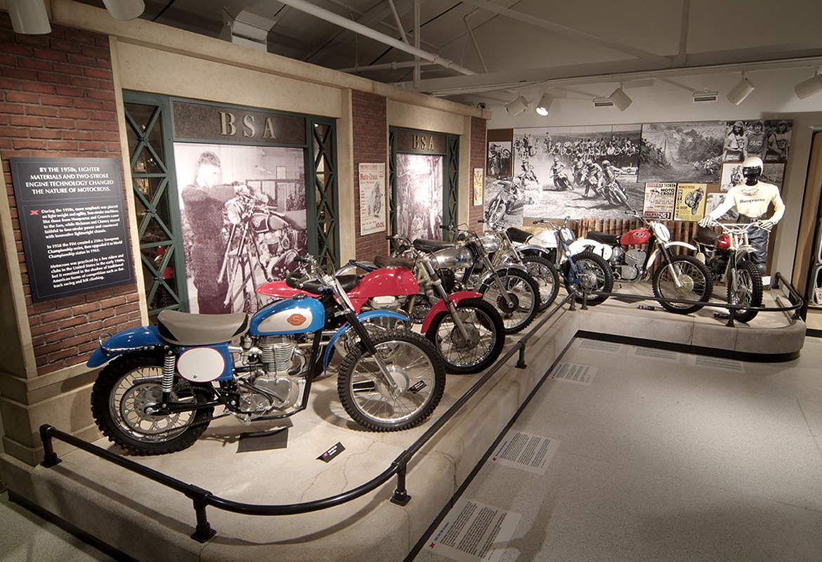 Motorcycle Hall of Fame Museum Motocross America historic exhibit area